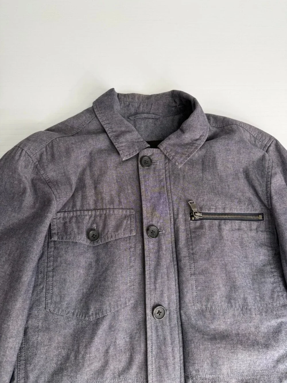Banana Republic Jacket Men Small Zip Button Pocket Military Collar Work Party Go